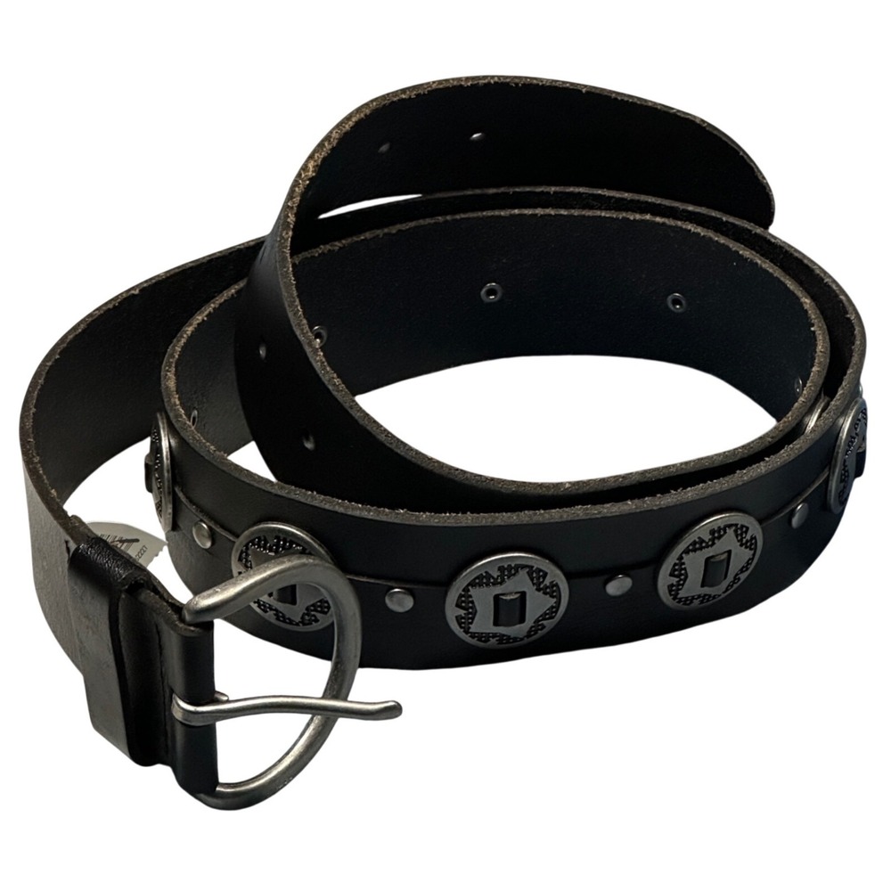 Mens Black Leather Western Concho Studded Belt‎ Large L AEO 2015